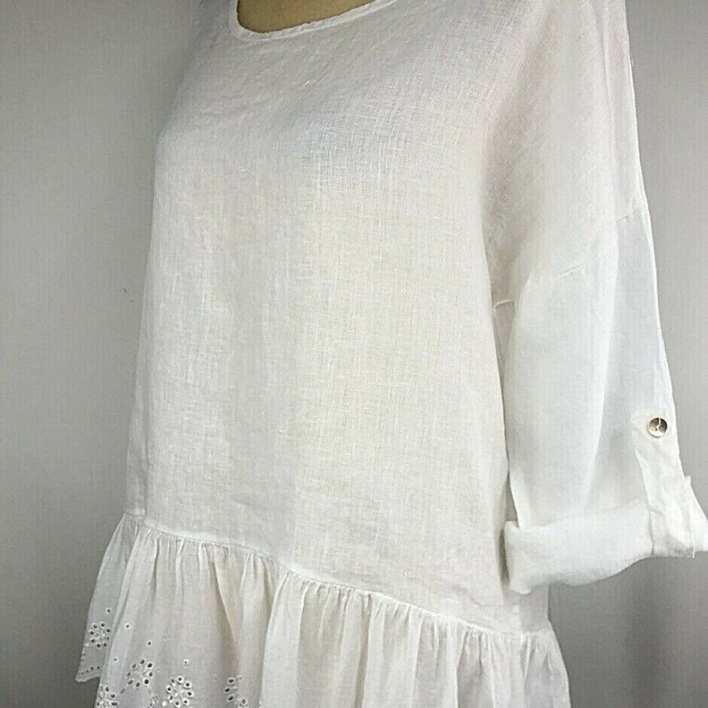 Bellambra Italy white linen blouse Italy NWT Med. FREESHIP!